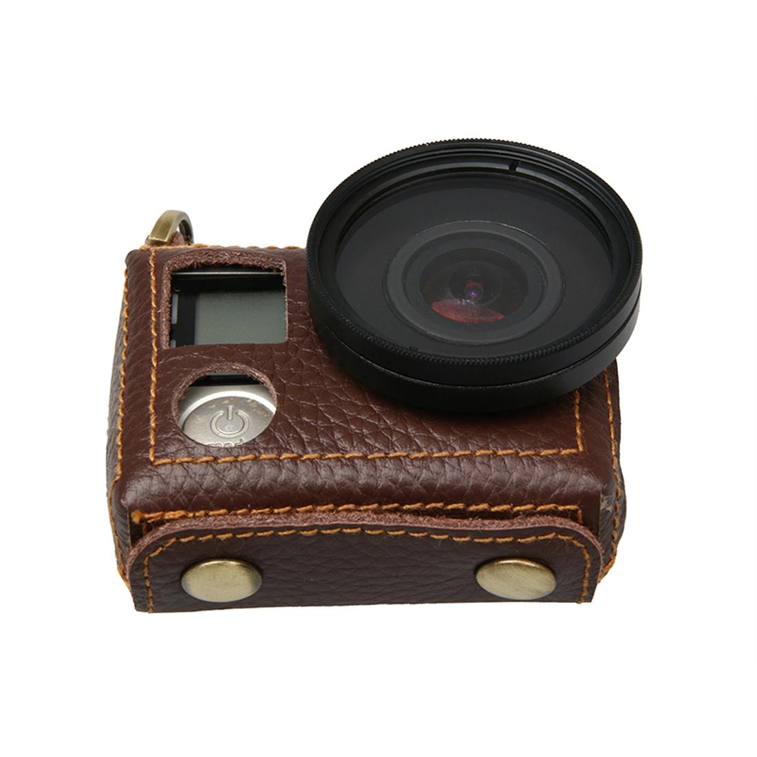Genuine Leather Protective Case For Gopro Hero4 With Litchi Texture And Sling-1915196643918090247