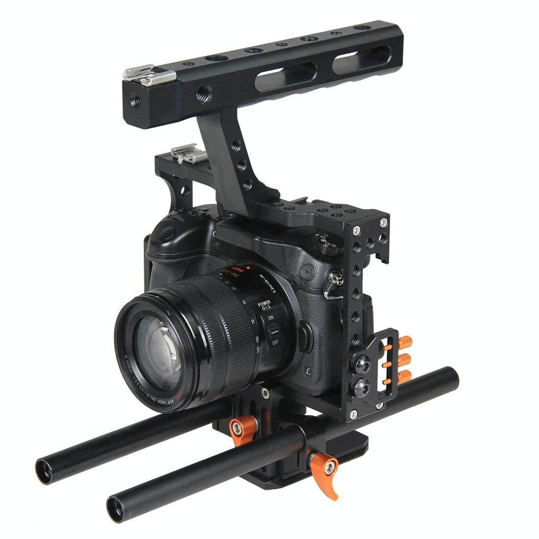 Video Camera Cage Stabilizer For Panasonic Lumix Dmc-Gh4 / Sony A7 Series - Orange-1915196532584484865