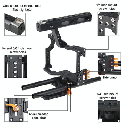 Video Camera Cage Stabilizer For Panasonic Lumix Dmc-Gh4 / Sony A7 Series - Orange-1915196532584484870