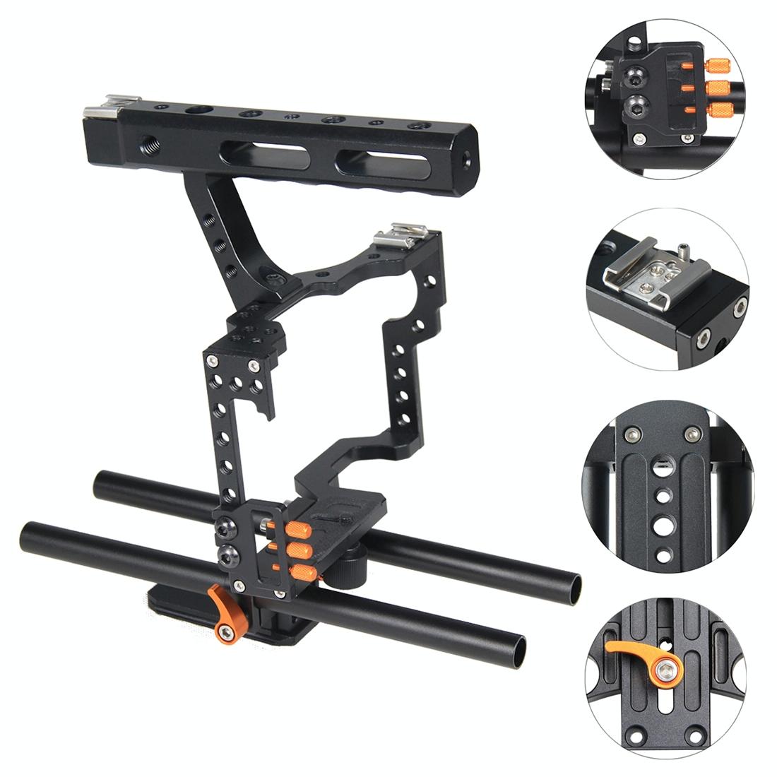 Video Camera Cage Stabilizer For Panasonic Lumix Dmc-Gh4 / Sony A7 Series - Orange-1915196532584484871