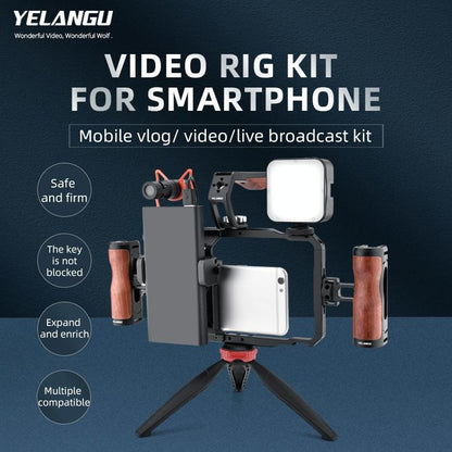Vlogging Live Broadcast Smartphone Video Rig With Led Light And Mic-1915197497228267522