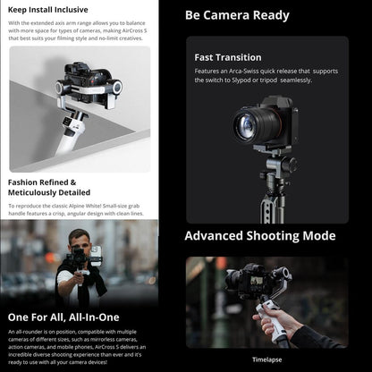 Aircross S 3 Axis Foldable Handheld Gimbal Stabilizer For Dslr Cameras And Smart Phone White-1943465050710872072