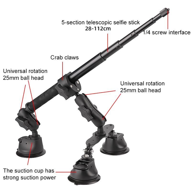 Selfie Stick Kit With Dual Leg And Single Suction Cups-1915196804505407492