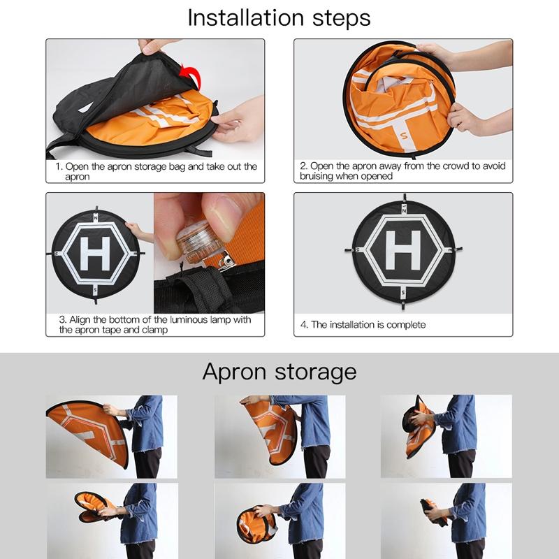 Foldable Landing Pad For Dji Mavic Mini / Air 2S / Fpv - 55Cm Round With Night Light-1915198233991319559