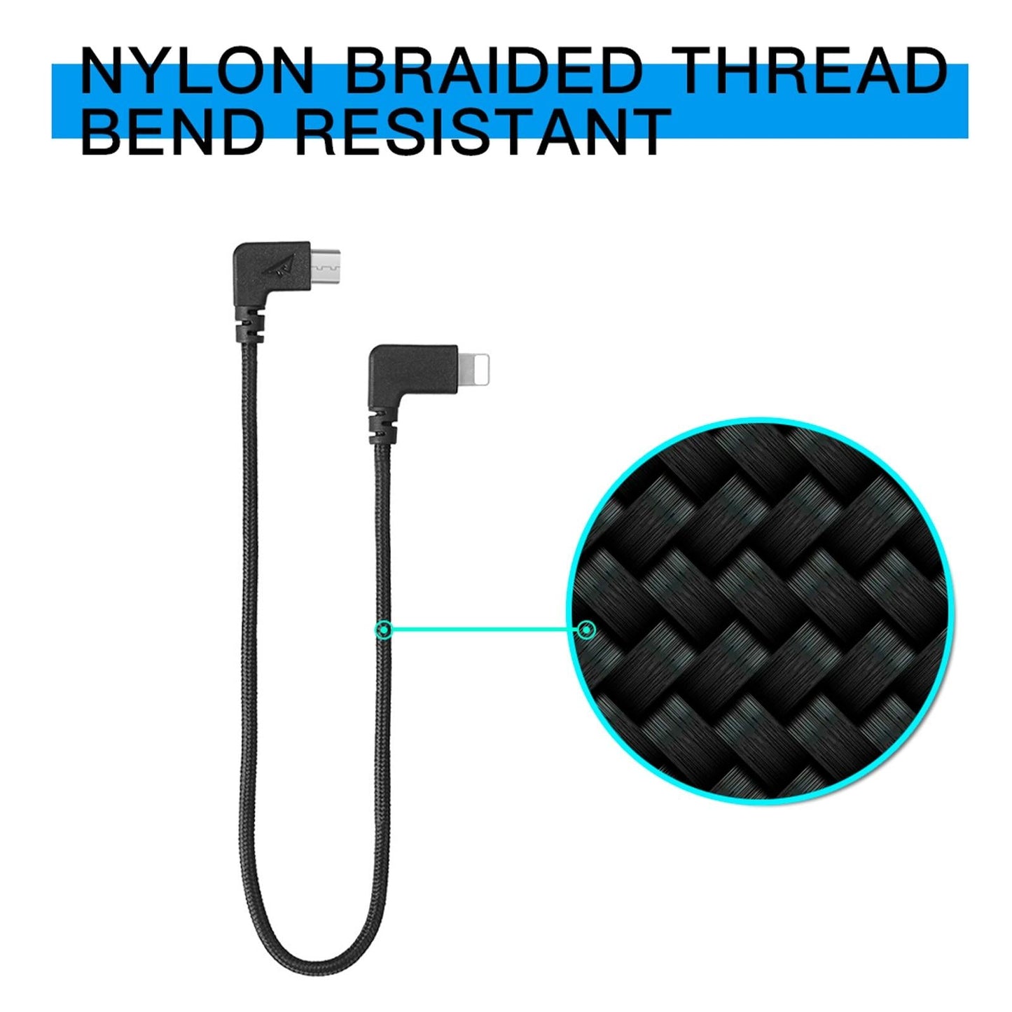 29Cm Woven Nylon Micro Usb To 8 Pin Data Cable For Dji Mavic Mini / Air / Spark / 2 Pro / Zoom Remote Controller - Iphone / Ipad Compatible-1915196497805316098
