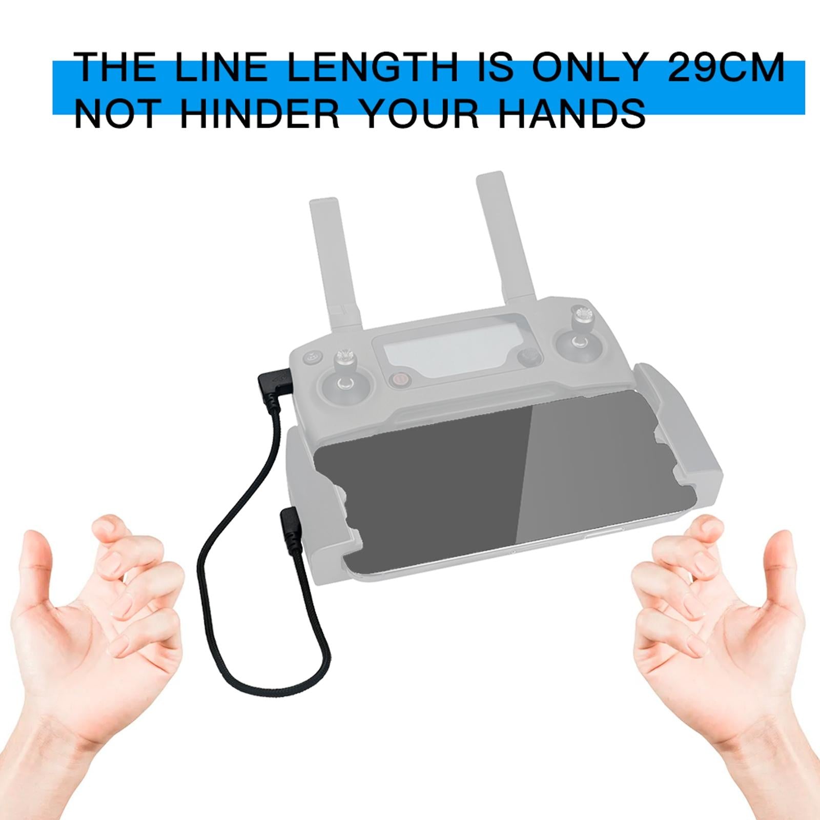 29Cm Woven Nylon Micro Usb To 8 Pin Data Cable For Dji Mavic Mini / Air / Spark / 2 Pro / Zoom Remote Controller - Iphone / Ipad Compatible-1915196497805316100