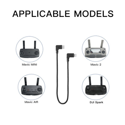 29Cm Woven Nylon Micro Usb To 8 Pin Data Cable For Dji Mavic Mini / Air / Spark / 2 Pro / Zoom Remote Controller - Iphone / Ipad Compatible-1915196497805316101