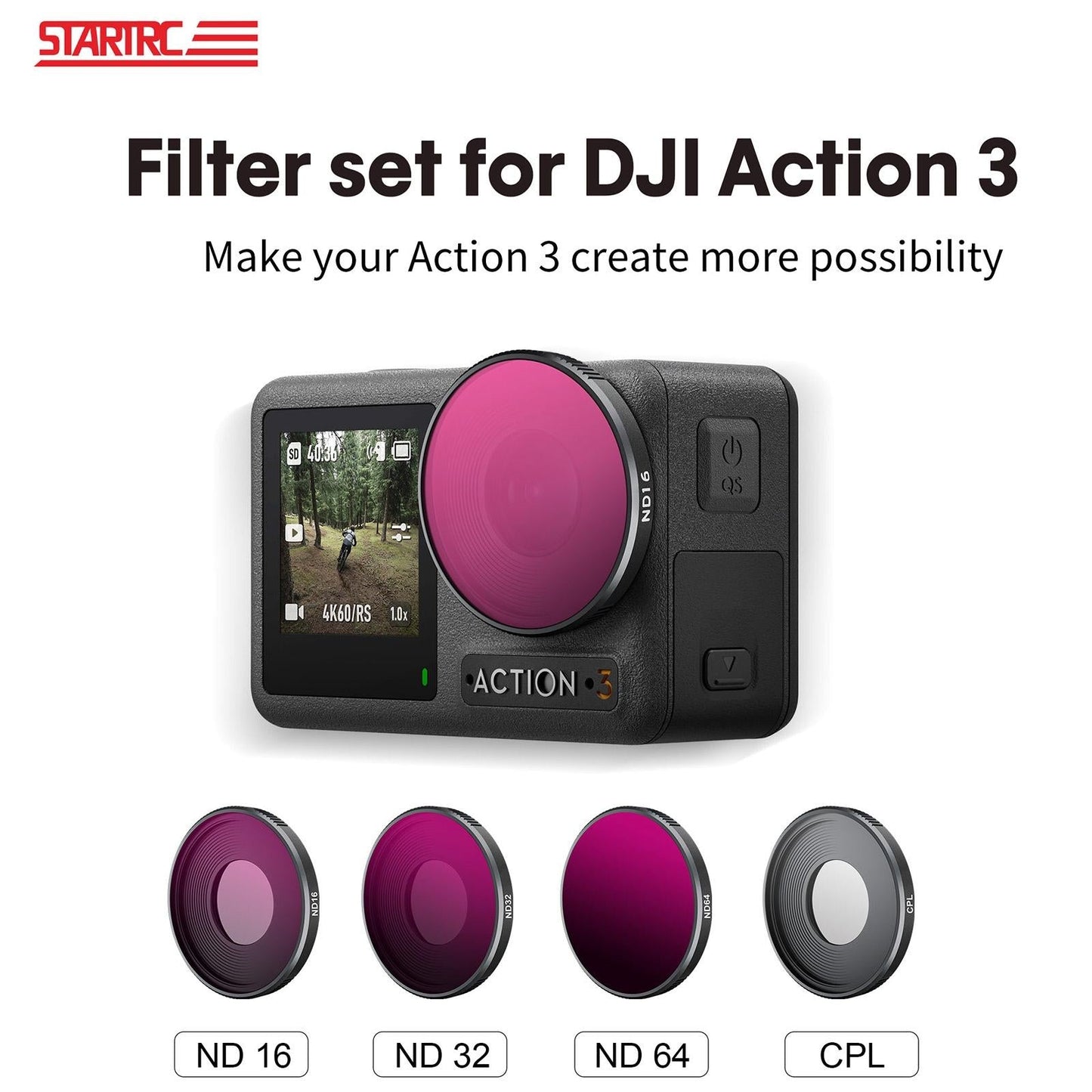4-In-1 Lens Filter For Dji Action 3 Nd16 Nd32 Nd64 Cpl-1915197720746921986