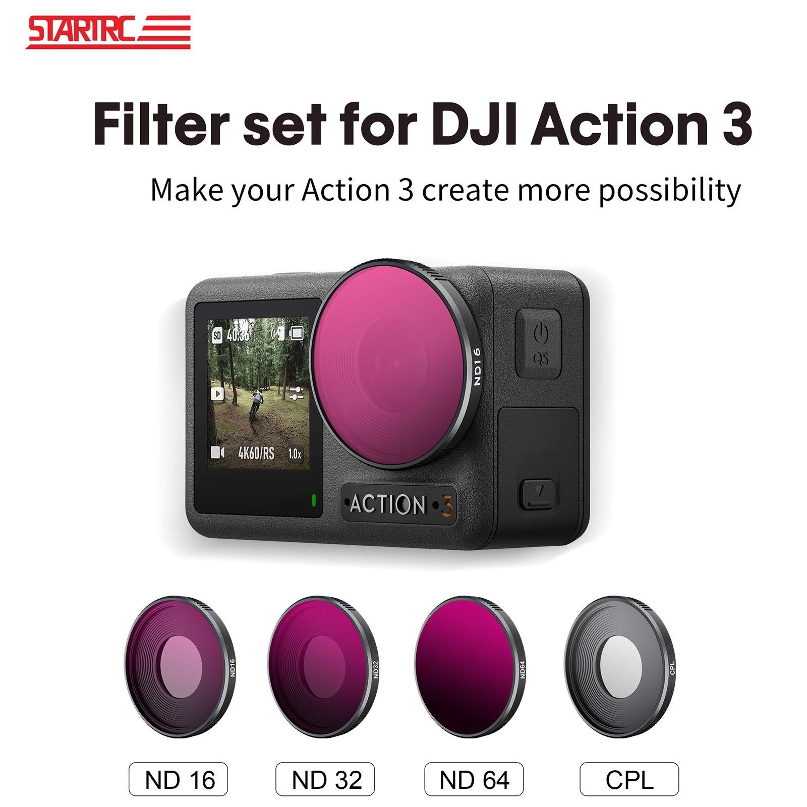 4-In-1 Lens Filter For Dji Action 3 Nd16 Nd32 Nd64 Cpl-1915197720746921986
