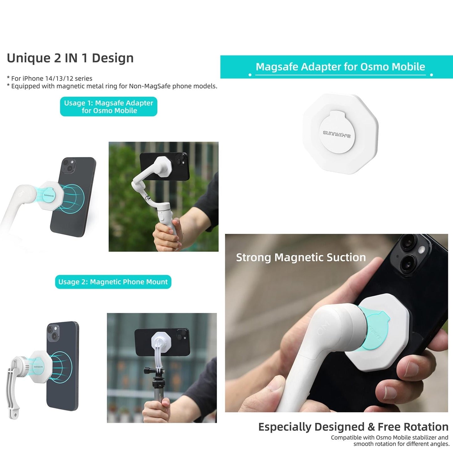 Phone Holder For Dji Om6 / 5 / 4 / 4 Se With Zj561 Magsafe Adapter-1915196623147896834