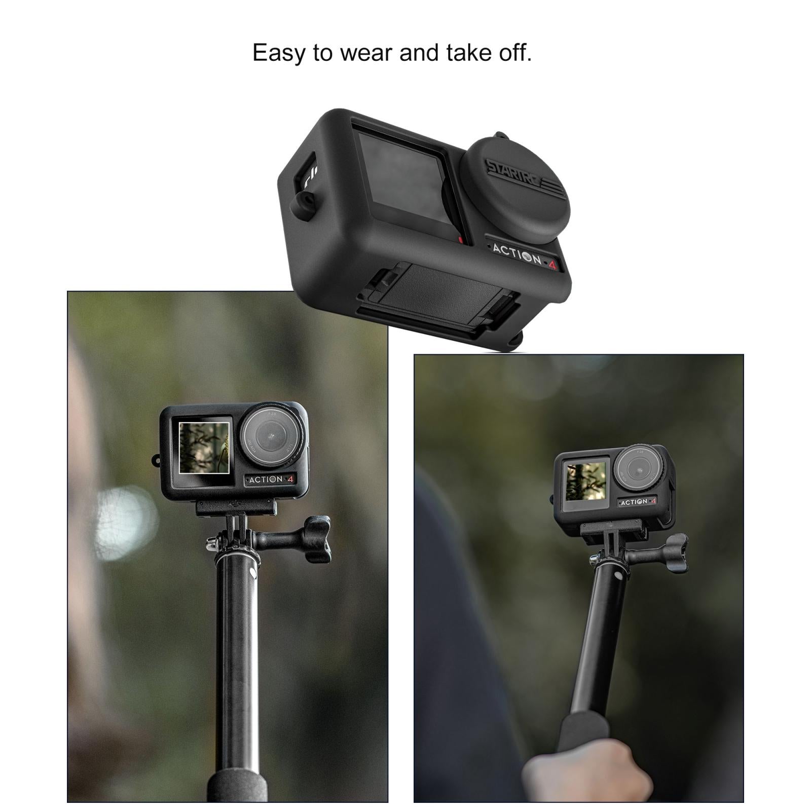 Shockproof Silicone Case With Lens Cap And Strap For Dji Action Camera-1915196803284865031