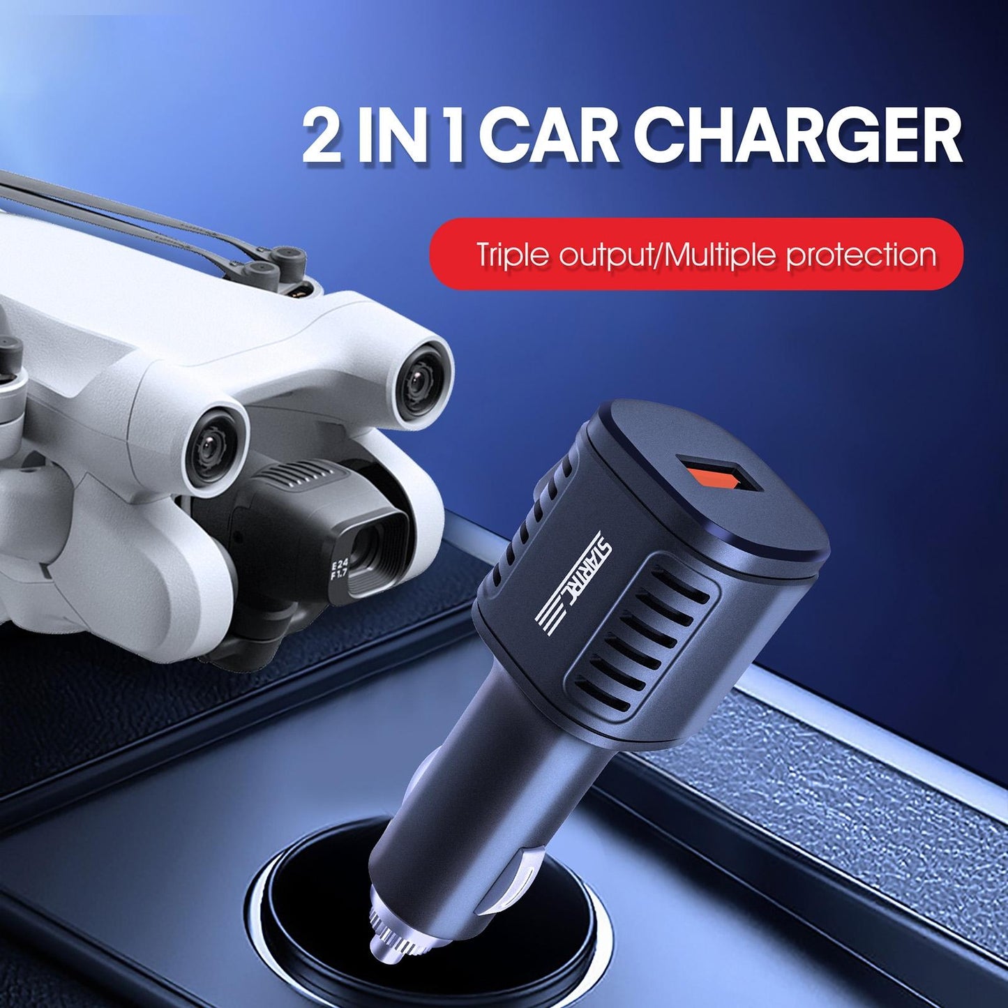 2-In-1 Car Charger For Dji Mavic Mini / 3 Pro With Battery And Remote Control-1964932173534466051
