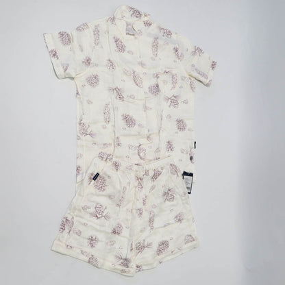 Domia Kids Bamboo Fiber Cotton Short Sleeve Pajama Set Pinecone Space 100-1973194164426379264