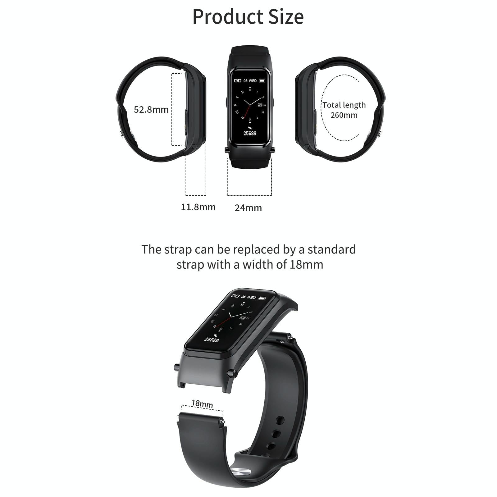 Bluetooth Smart Bracelet With Hd Screen - Rose Gold-1915196696317530114