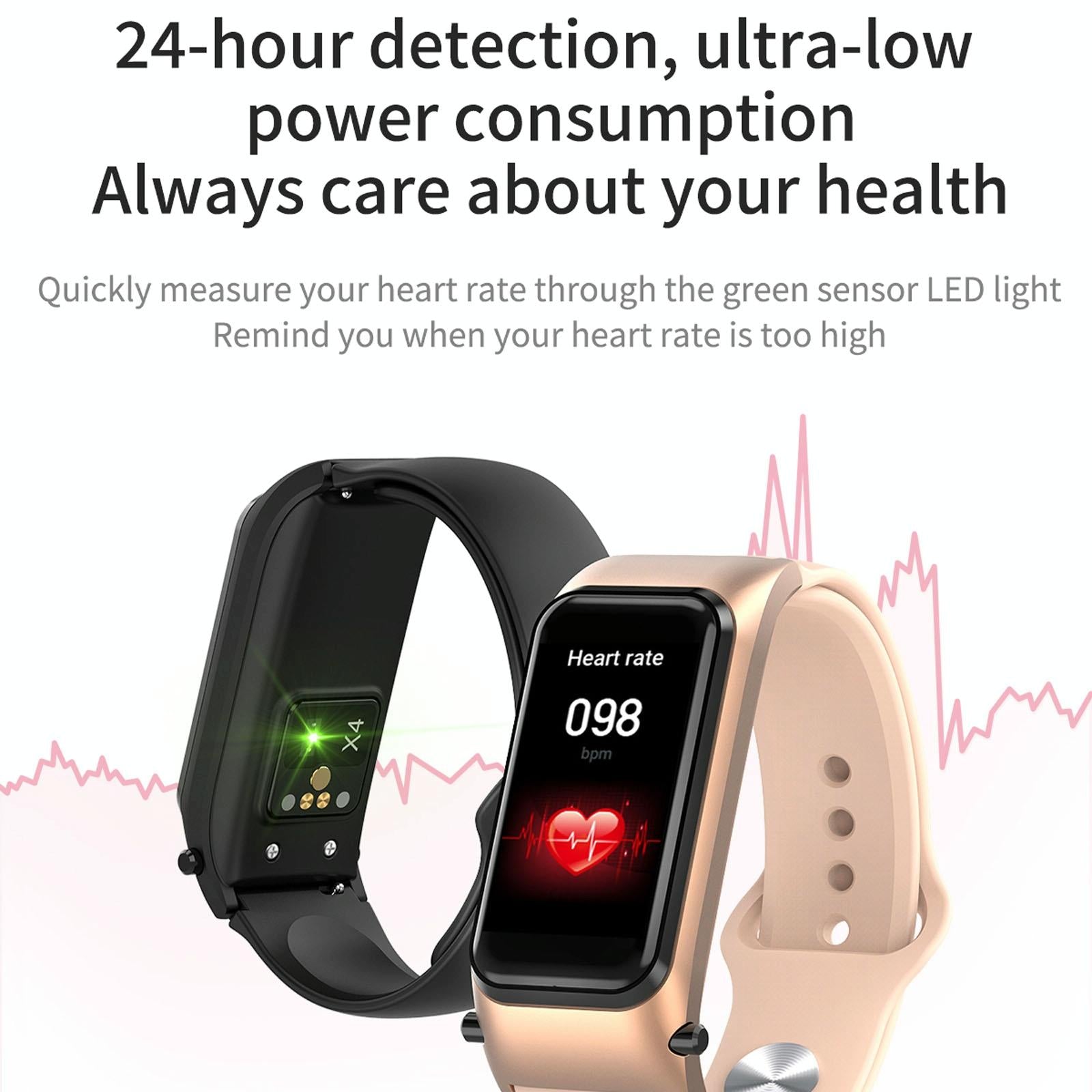 Bluetooth Smart Bracelet With Hd Screen - Rose Gold-1915196696317530115