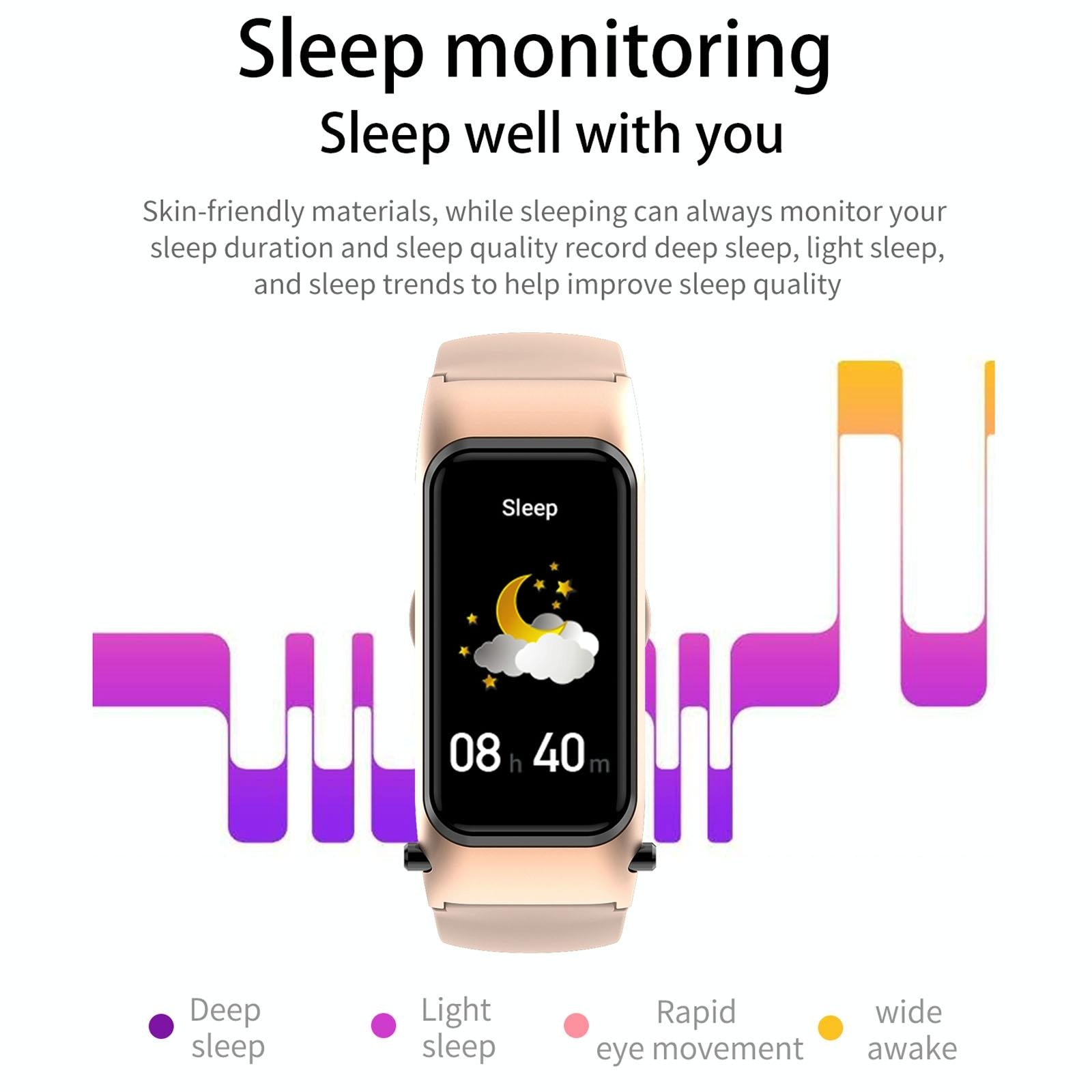 Bluetooth Smart Bracelet With Hd Screen - Rose Gold-1915196696317530121