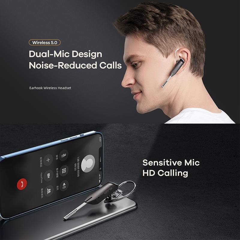 Wireless Metal Bluetooth Earphone With Noise Reduction - Black-1915196831063740419