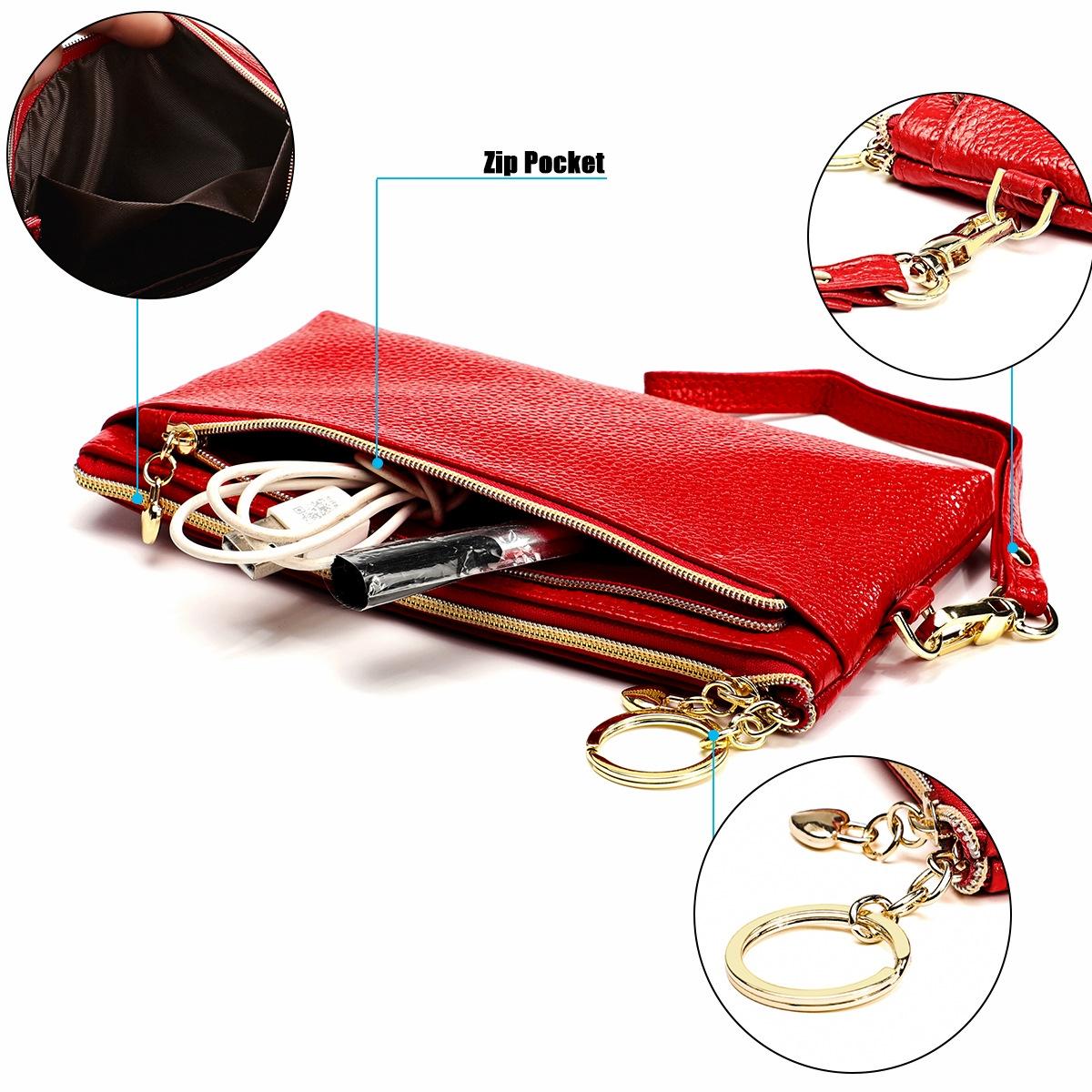 Versatile Cowhide Zipper Key Pouch In Purple-1915196533033275395