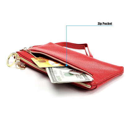 Versatile Cowhide Zipper Key Pouch In Purple-1915196533033275397