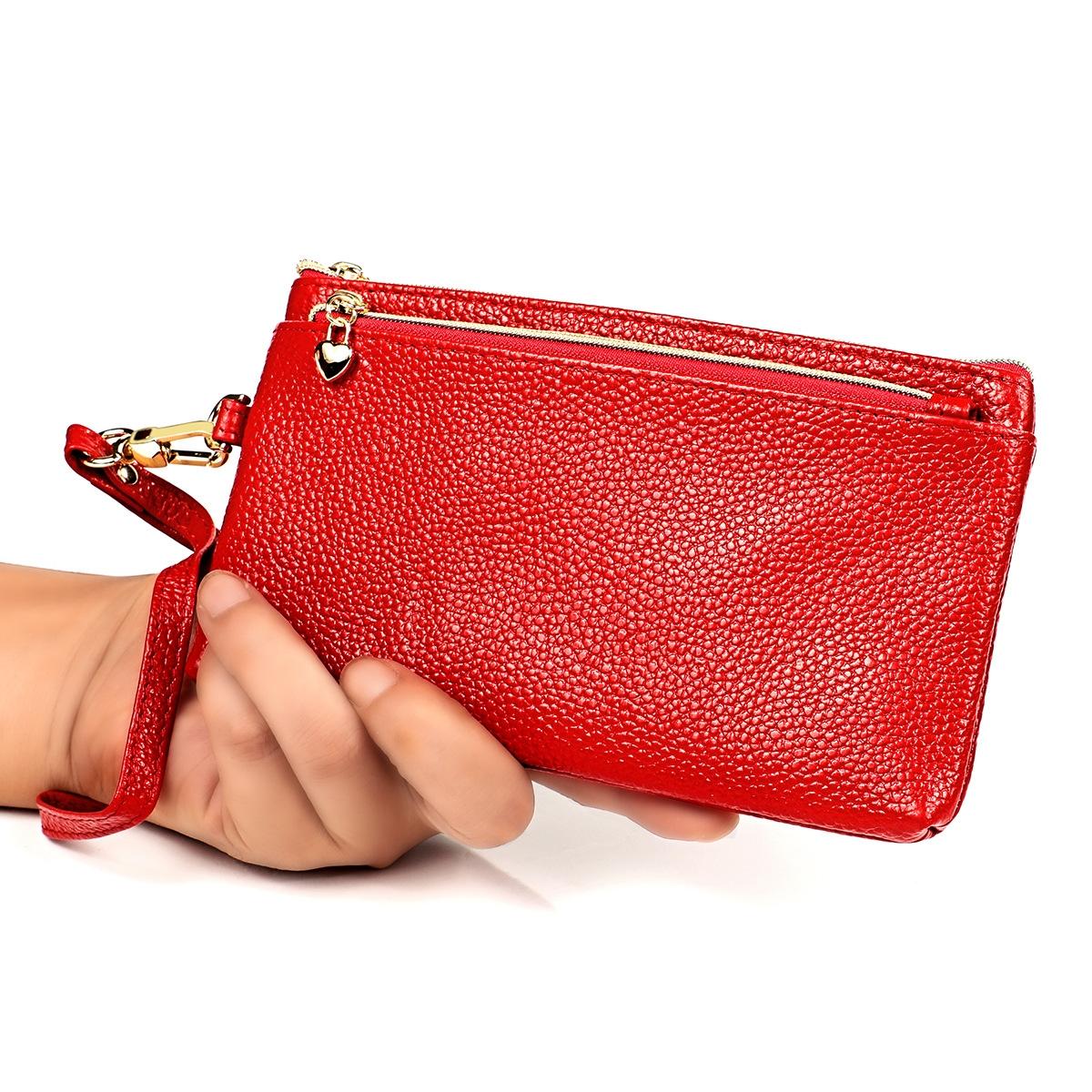 Versatile Cowhide Zipper Key Pouch In Purple-1915196533033275398