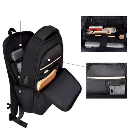 Universal Business Backpack With Usb Charging Port - Black 13-15 Inch-1915197120160337923
