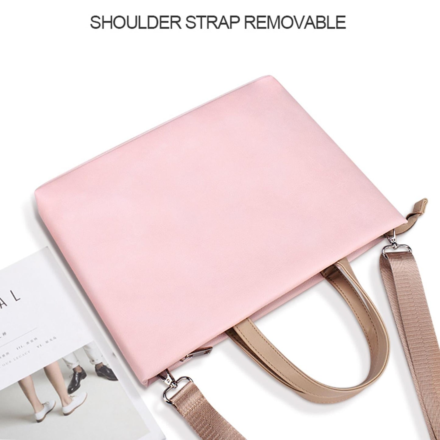 13.3 Inch Lightweight Laptop Bag With Detachable Strap - Pink-1915196894351593477
