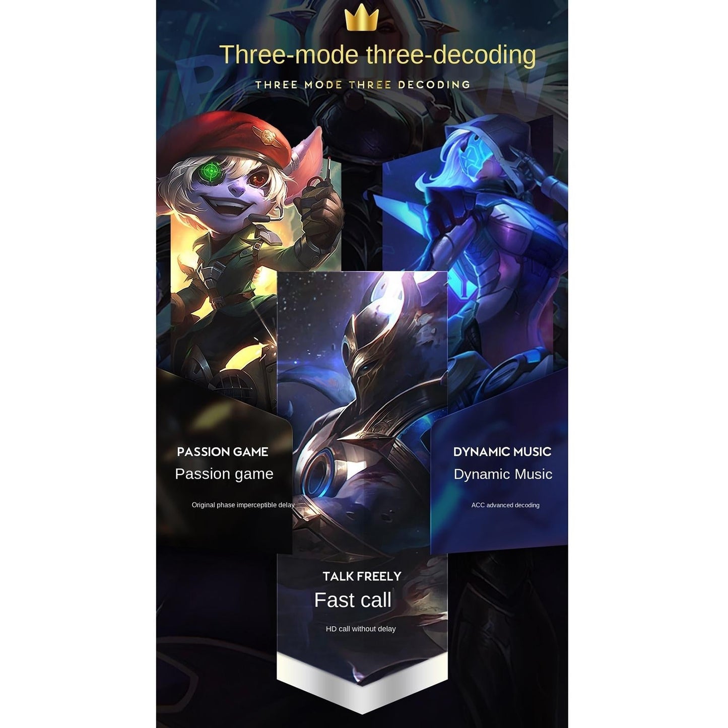 Wireless Gaming Bluetooth Earphones - Black-1915196835241267205