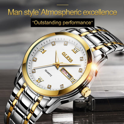 Waterproof Dual Calendar Quartz Watch For Men With Luminous Design - Black-1915196838504435716