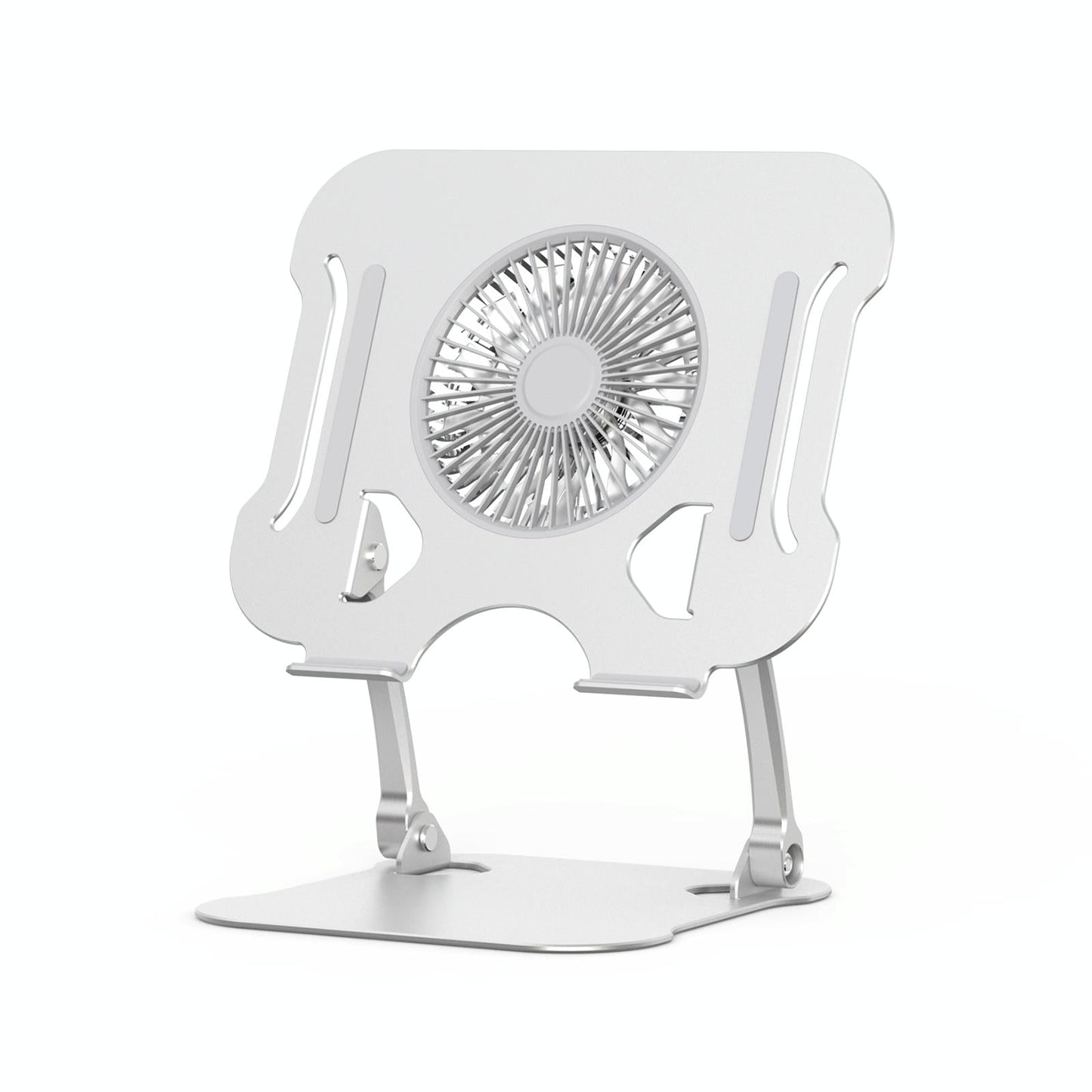 Silver Foldable Laptop Bracket With Fan - Space-Saving Design-1964932233575927815