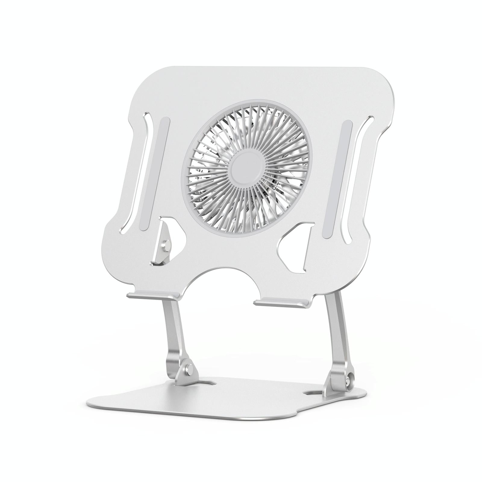 Silver Foldable Laptop Bracket With Fan - Space-Saving Design-1964932233575927815