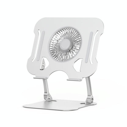 Silver Foldable Laptop Bracket With Fan - Space-Saving Design-1964932233575927815