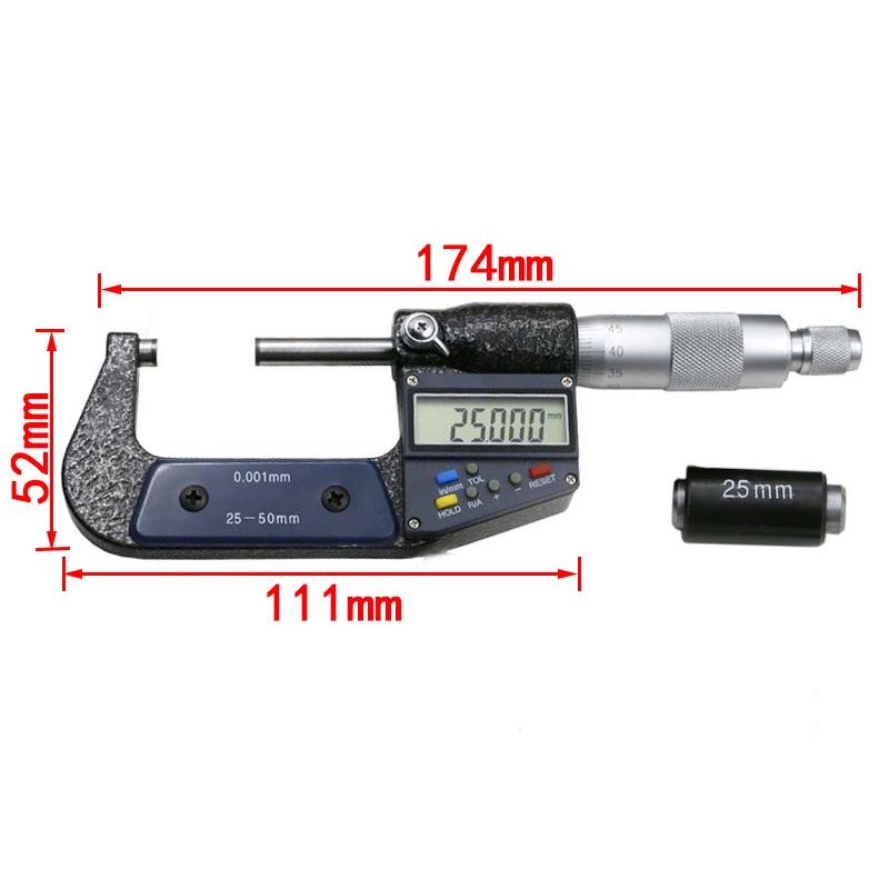 Electronic Digital Micrometer - 25-50Mm 0.001Mm Resolution-1915198278677434369