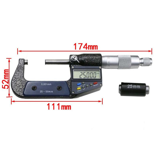 Electronic Digital Micrometer - 25-50Mm 0.001Mm Resolution-1915198278677434369