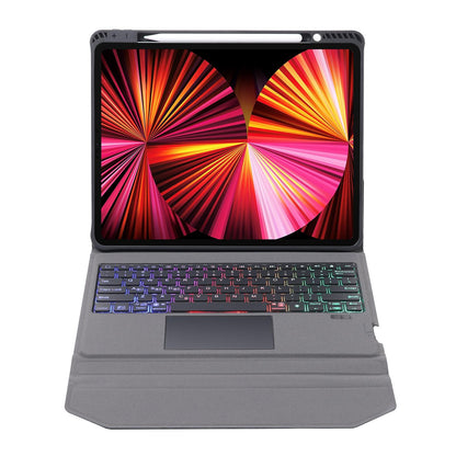 Bluetooth Keyboard Leather Case With Backlight & Touchpad For Ipad Air 10.9 - Black-1915196813523161091