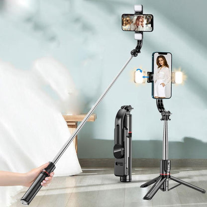 Bluetooth Remote Selfie Stick With Detachable Fill Light And Tripod-1915197885591457797