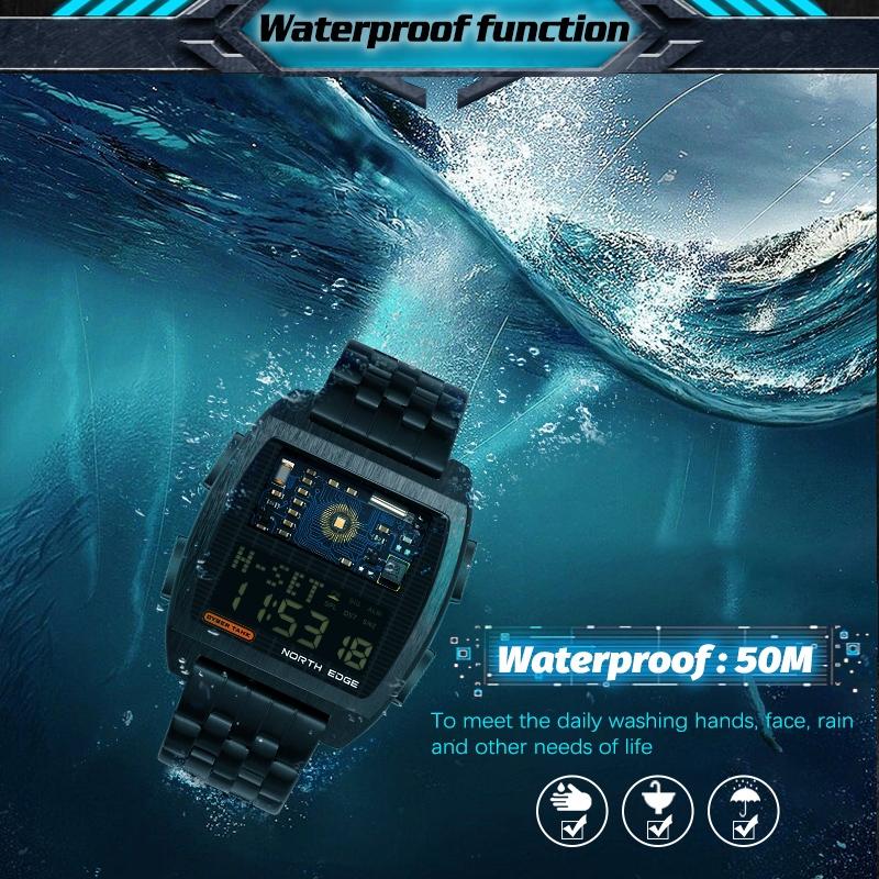 Stainless Steel Multifunction Watch - Black-1915197126728617988