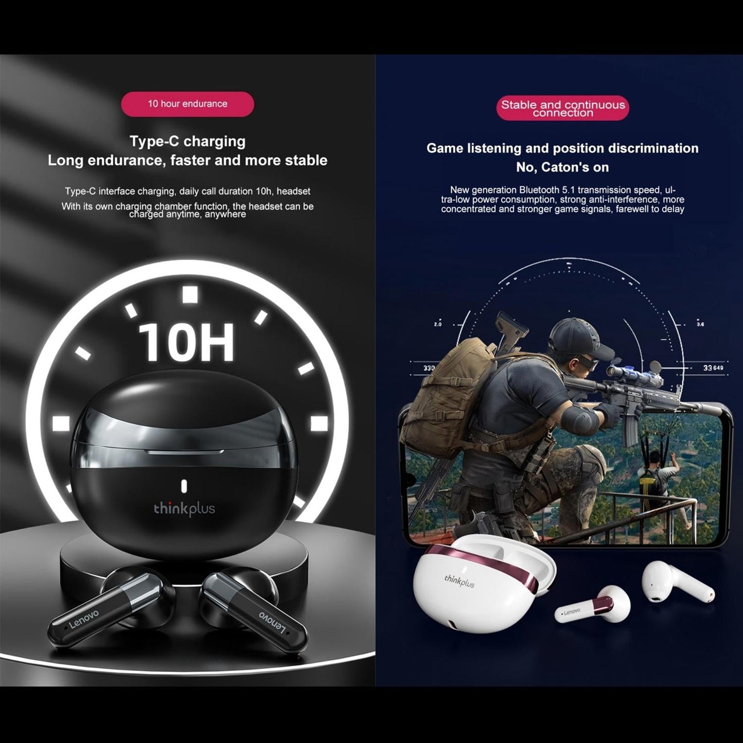 Wireless Bluetooth Earphones With Hd Mic - Black-1915196842975563780