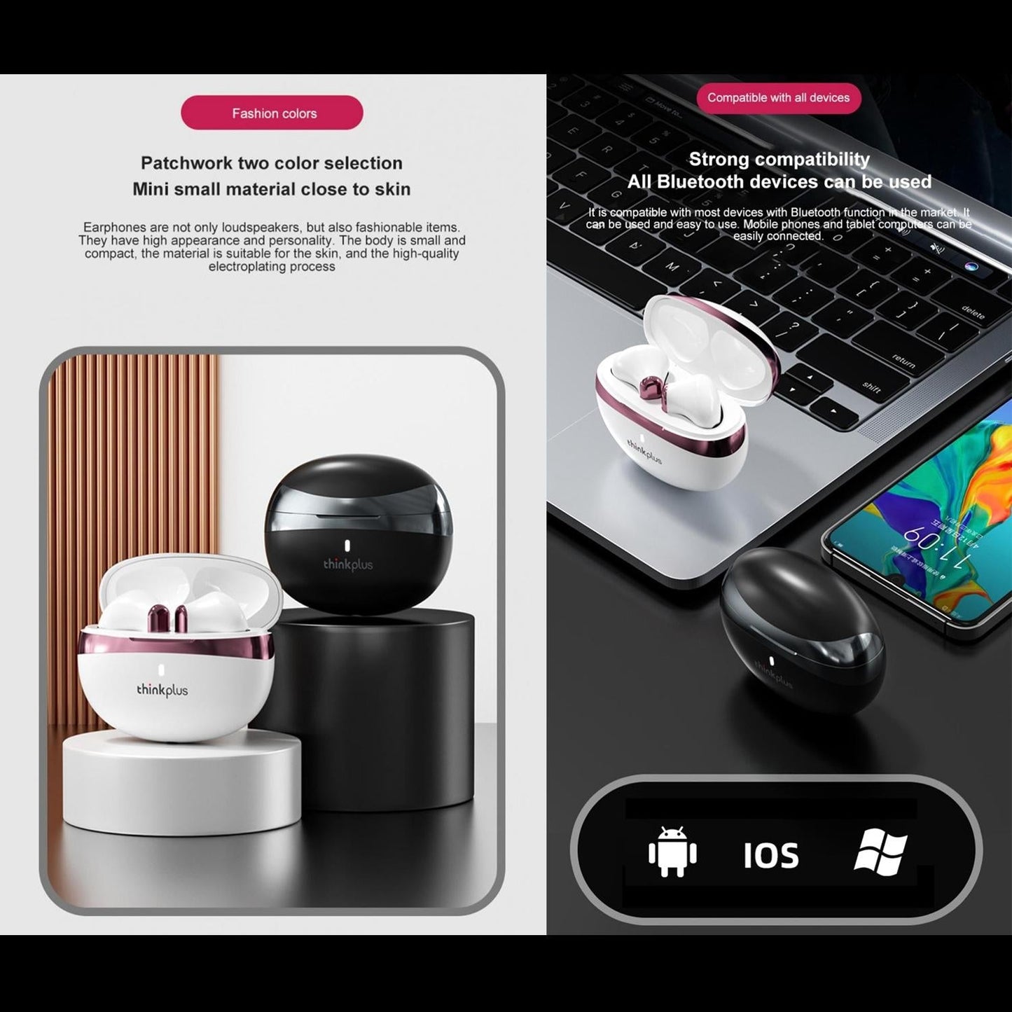 Wireless Bluetooth Earphones With Hd Mic - Black-1915196842975563781