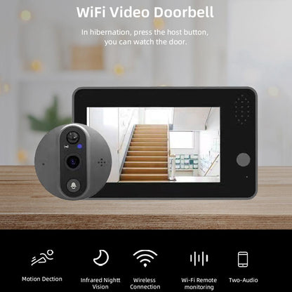Smart Wifi Doorbell With Night Vision & Motion Detection - 4.3 Inch Screen-1915198370016792577