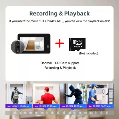 Smart Wifi Doorbell With Night Vision & Motion Detection - 4.3 Inch Screen-1915198370016792578
