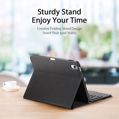 2022 Bluetooth Keyboard Leather Case For Ipad 10.9 With Touchpad & Smart Sleep - Black-1915196877129781251