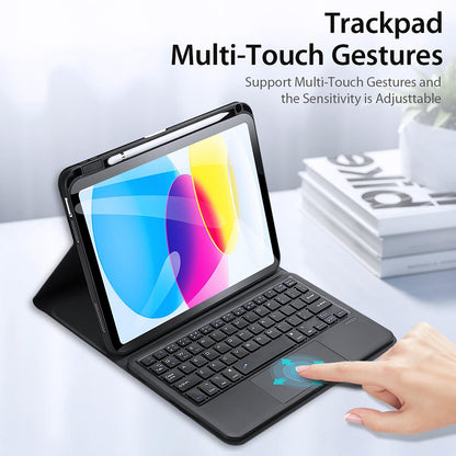 2022 Bluetooth Keyboard Leather Case For Ipad 10.9 With Touchpad & Smart Sleep - Black-1915196877129781253