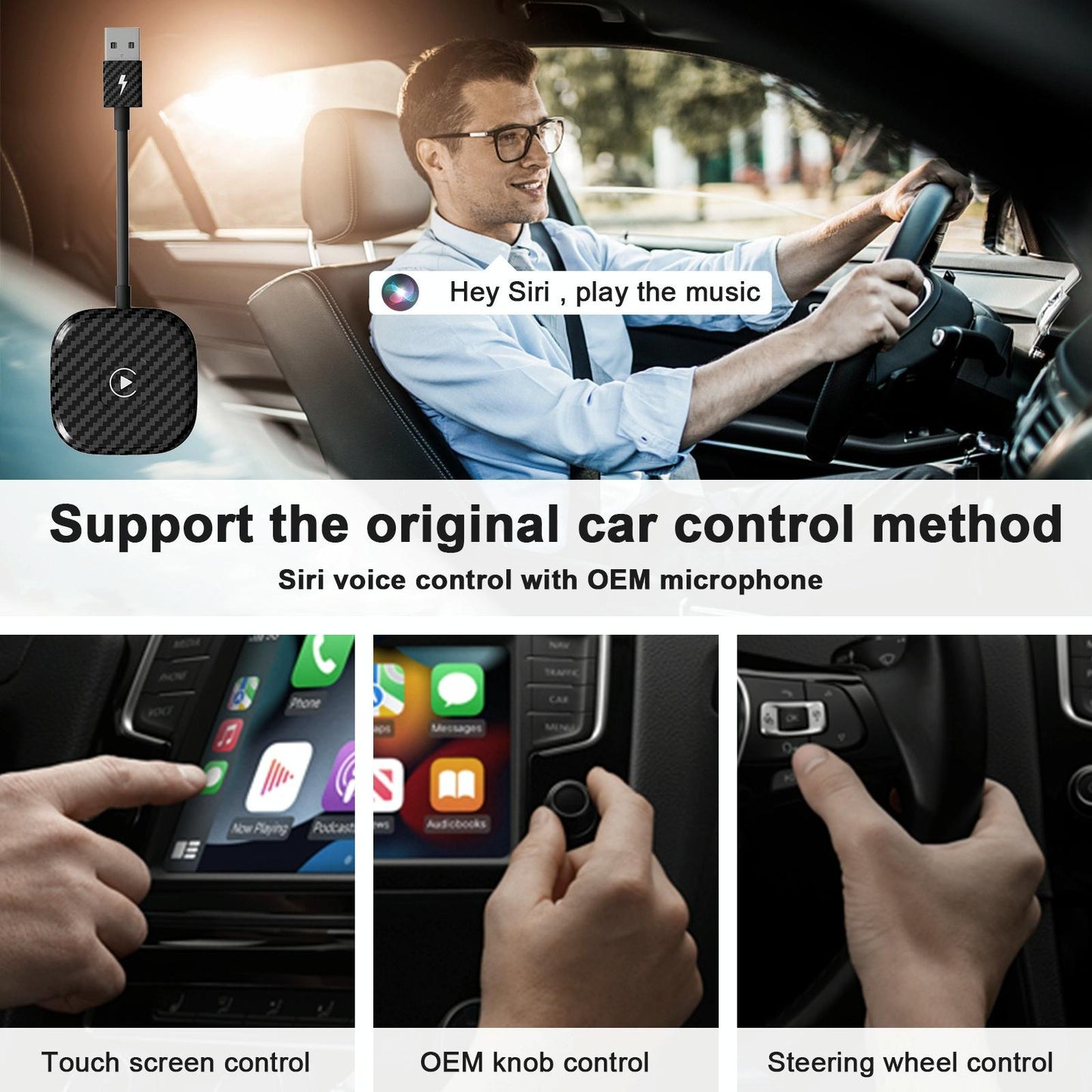 Wireless Carplay Adapter For Iphone - Usb & Usb-C-1915196941638176771