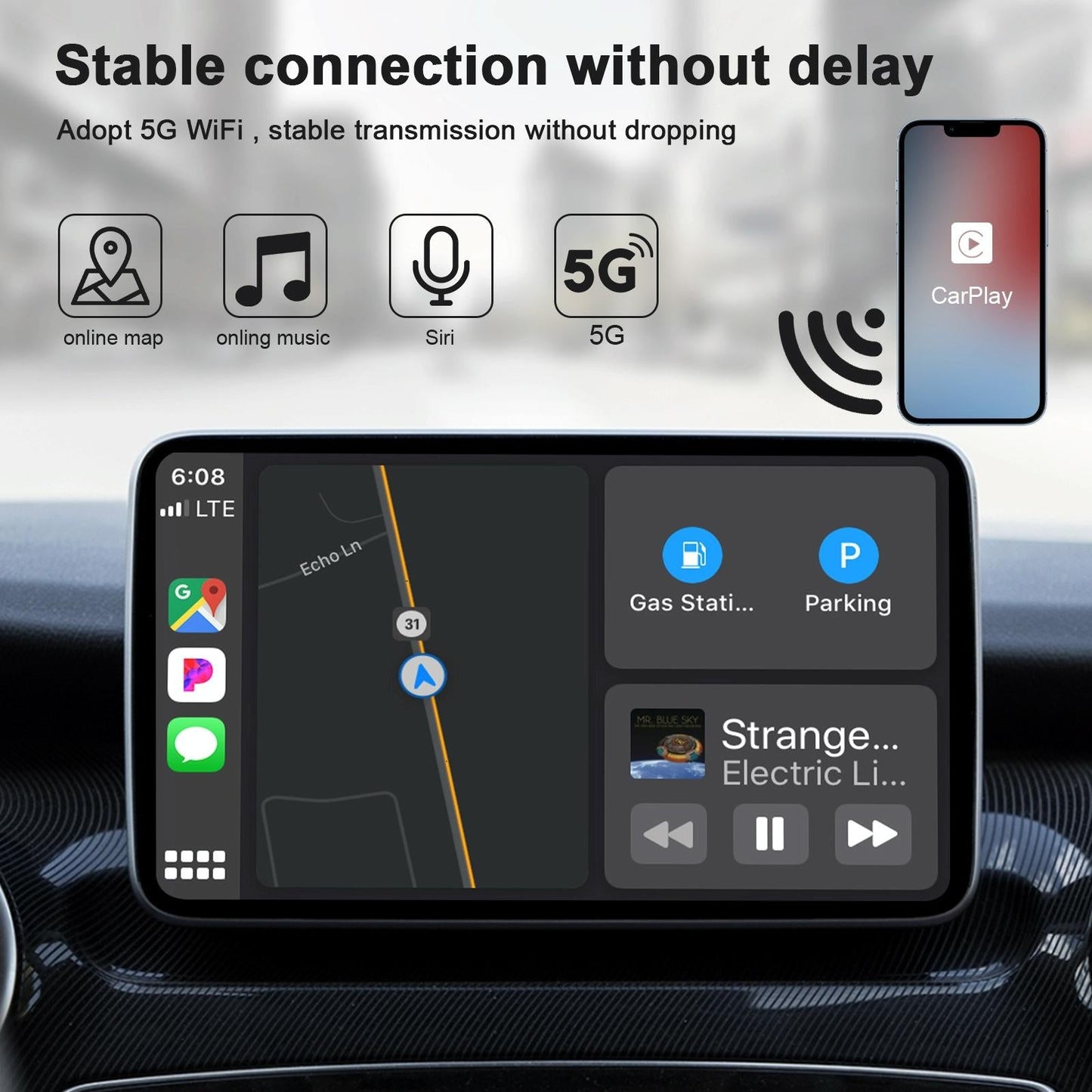 Wireless Carplay Adapter For Iphone - Usb & Usb-C-1915196941638176772