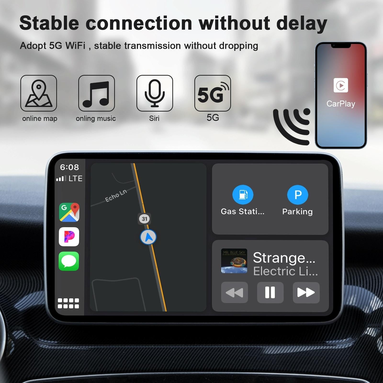 Wireless Carplay Adapter For Iphone - Usb & Usb-C-1915196941638176772