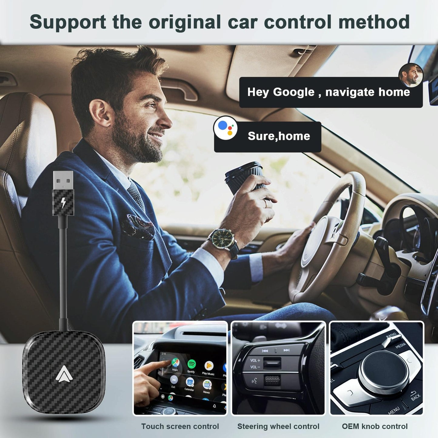 Wireless Carplay Adapter For Android - Carbon Fiber-1915196869148020737