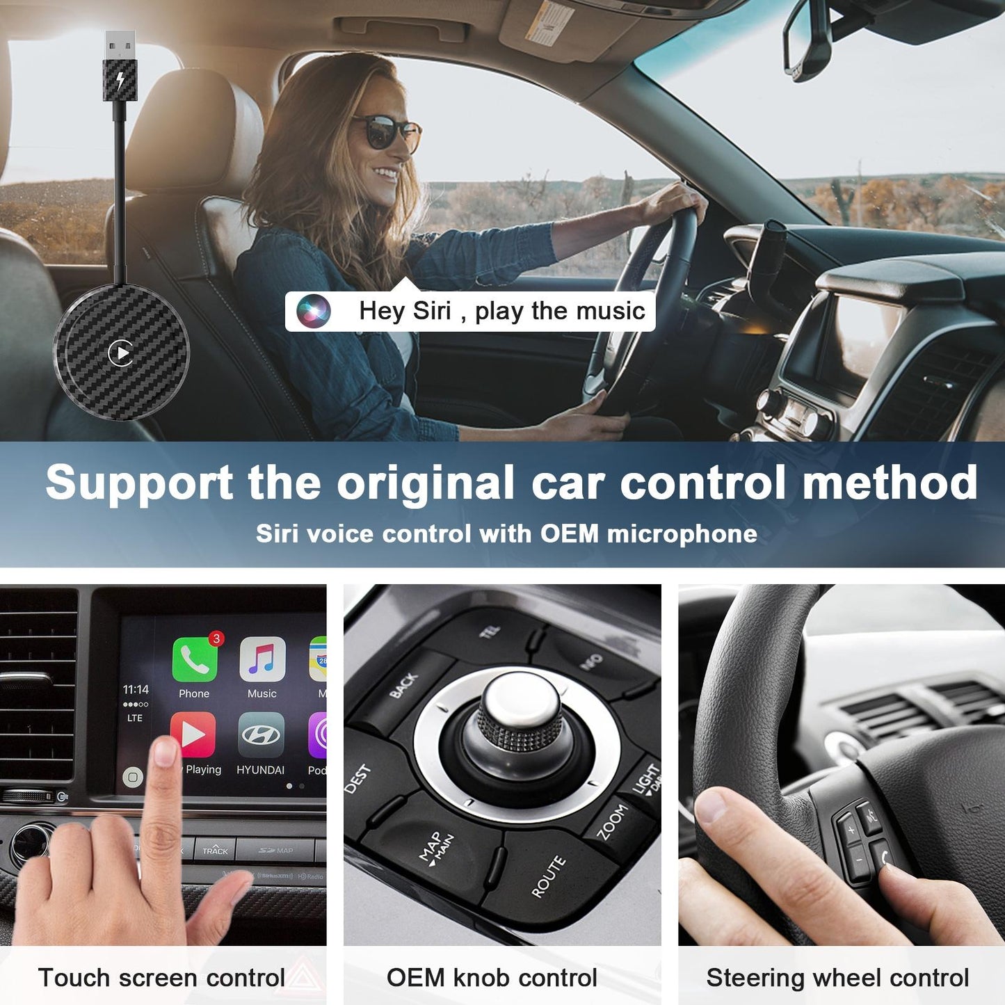 Wireless Carplay Adapter For Iphone - Carbon Fiber Usb & Usb-C-1915196888148217857