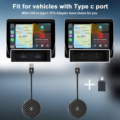 Wireless Carplay Adapter For Iphone - Carbon Fiber Usb & Usb-C-1915196888148217861