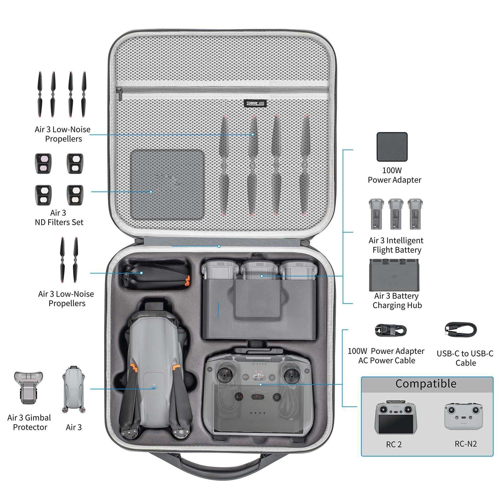 Pu Shoulder Bag For Dji Air 3 / Rc 2 / Rc-N2 - Storage And Portability-1915196818736680964