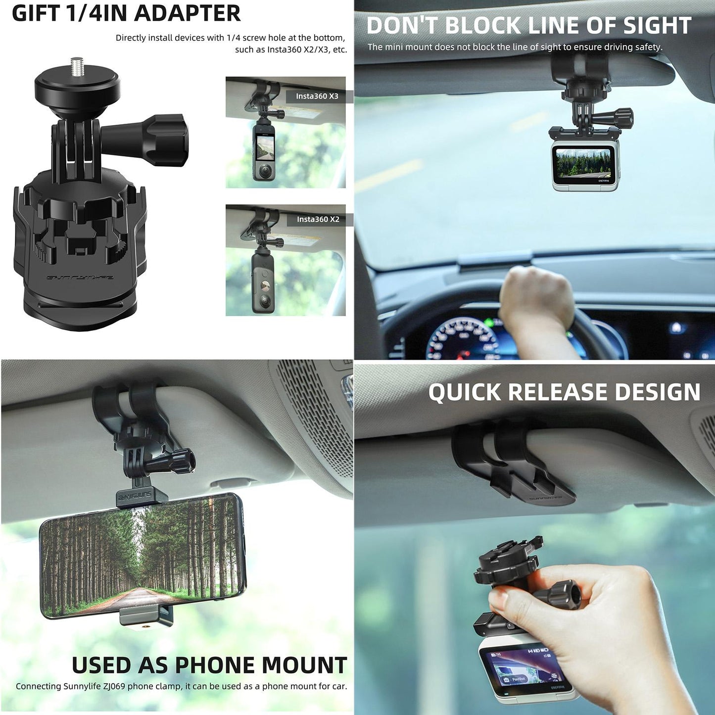 360 Degree Rotating Sun Visor Camera Mount For Vlogging-1915196908645781507